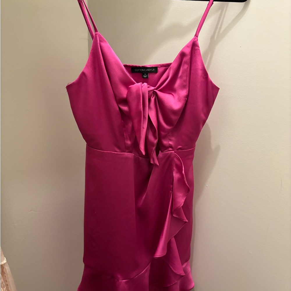 Cotton Candy LA Vibrant Pink Satin Dress